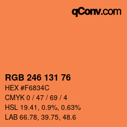 Color code: RGB 246 131 76 | qconv.com