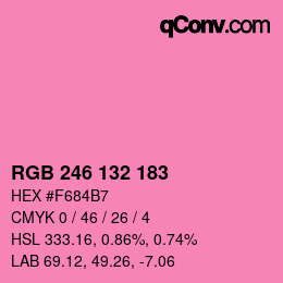 Color code: RGB 246 132 183 | qconv.com