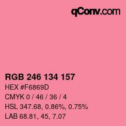 Color code: RGB 246 134 157 | qconv.com