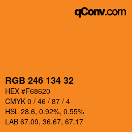 Color code: RGB 246 134 32 | qconv.com
