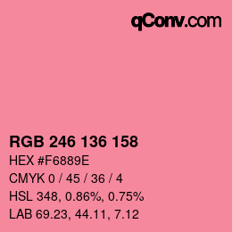 Color code: RGB 246 136 158 | qconv.com