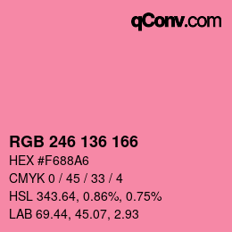 Color code: RGB 246 136 166 | qconv.com