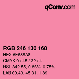Color code: RGB 246 136 168 | qconv.com