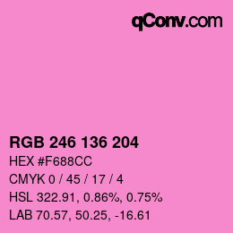 Color code: RGB 246 136 204 | qconv.com