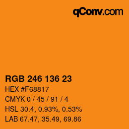 Color code: RGB 246 136 23 | qconv.com