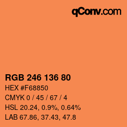 Color code: RGB 246 136 80 | qconv.com