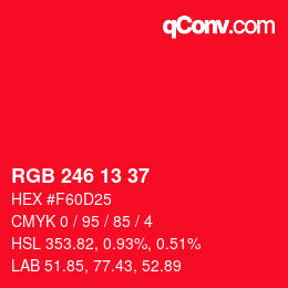 Color code: RGB 246 13 37 | qconv.com