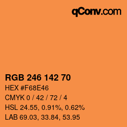 Color code: RGB 246 142 70 | qconv.com