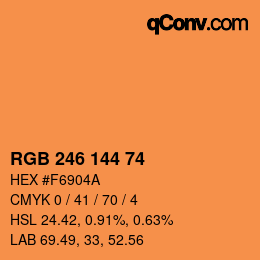 Color code: RGB 246 144 74 | qconv.com