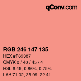 Color code: RGB 246 147 135 | qconv.com