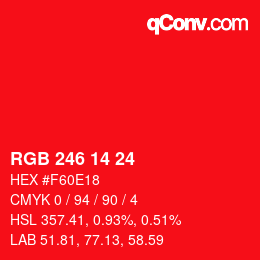 カラーコード: RGB 246 14 24 | qconv.com