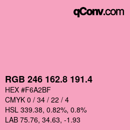 カラーコード: RGB 246 162.8 191.4 | qconv.com