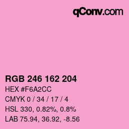 Código de color: RGB 246 162 204 | qconv.com