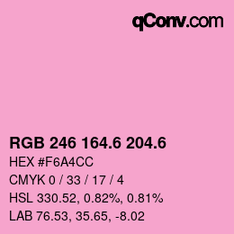 カラーコード: RGB 246 164.6 204.6 | qconv.com
