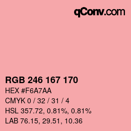 颜色代码: RGB 246 167 170 | qconv.com