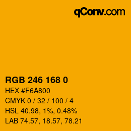 Color code: RGB 246 168 0 | qconv.com