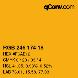 Color code: RGB 246 174 18 | qconv.com