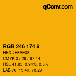 Color code: RGB 246 174 8 | qconv.com