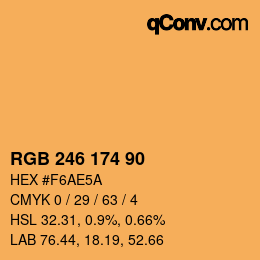 Color code: RGB 246 174 90 | qconv.com