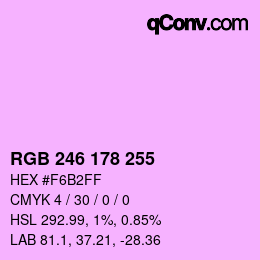 Color code: RGB 246 178 255 | qconv.com