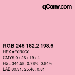 カラーコード: RGB 246 182.2 198.6 | qconv.com
