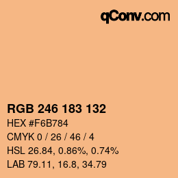 Color code: RGB 246 183 132 | qconv.com