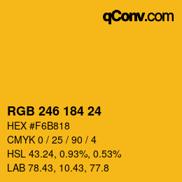 Color code: RGB 246 184 24 | qconv.com