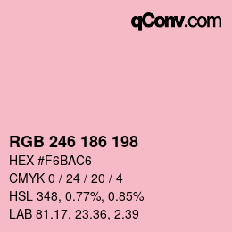 Color code: RGB 246 186 198 | qconv.com