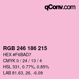 Color code: RGB 246 186 215 | qconv.com