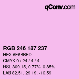 Color code: RGB 246 187 237 | qconv.com