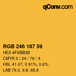 Color code: RGB 246 187 59 | qconv.com