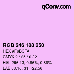 Color code: RGB 246 188 250 | qconv.com