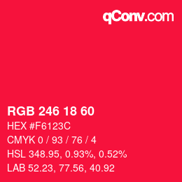 Color code: RGB 246 18 60 | qconv.com