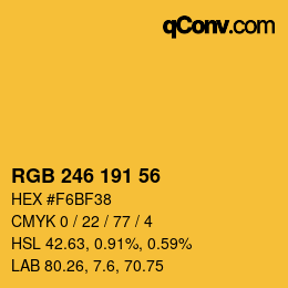 颜色代码: RGB 246 191 56 | qconv.com
