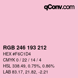 颜色代码: RGB 246 193 212 | qconv.com