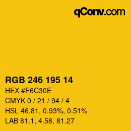 Color code: RGB 246 195 14 | qconv.com