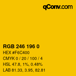 Color code: RGB 246 196 0 | qconv.com