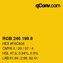 Color code: RGB 246 198 8 | qconv.com