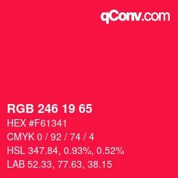 Color code: RGB 246 19 65 | qconv.com