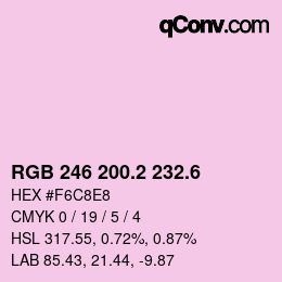 カラーコード: RGB 246 200.2 232.6 | qconv.com