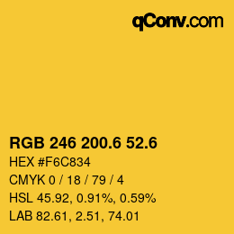 カラーコード: RGB 246 200.6 52.6 | qconv.com