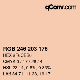 カラーコード: RGB 246 203 176 | qconv.com