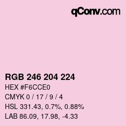 カラーコード: RGB 246 204 224 | qconv.com