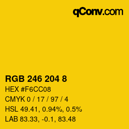 Color code: RGB 246 204 8 | qconv.com