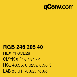 Código de color: RGB 246 206 40 | qconv.com