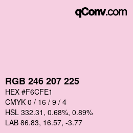 カラーコード: RGB 246 207 225 | qconv.com
