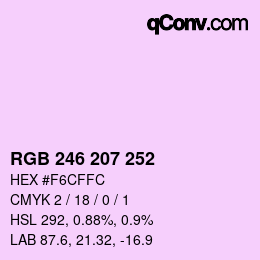 Color code: RGB 246 207 252 | qconv.com