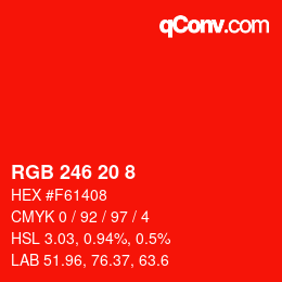 Color code: RGB 246 20 8 | qconv.com