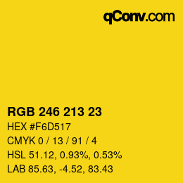 カラーコード: RGB 246 213 23 | qconv.com