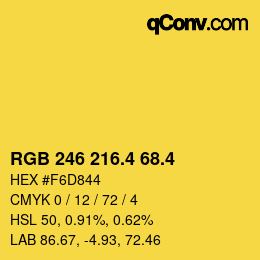 カラーコード: RGB 246 216.4 68.4 | qconv.com
